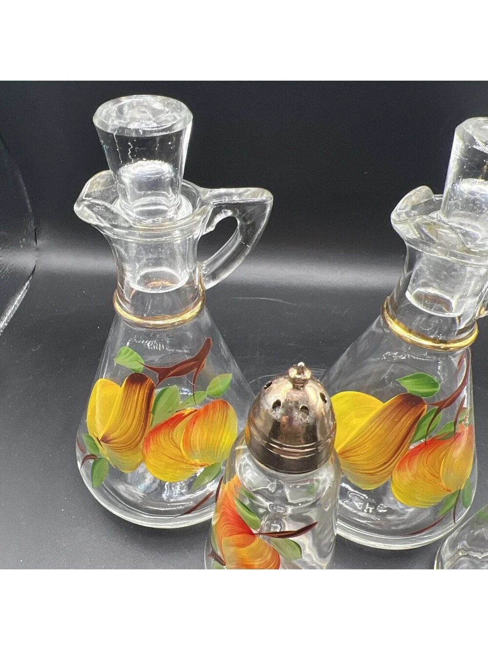 Vintage Hazel Atlas Vinegar And Oil/ Salt And Pepper